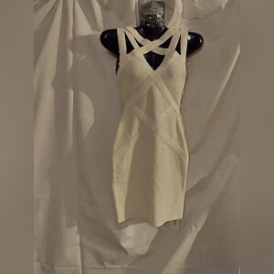 Hervé Léger Cross Strap Bandage Bodycon Dress - Women's Measurements Below